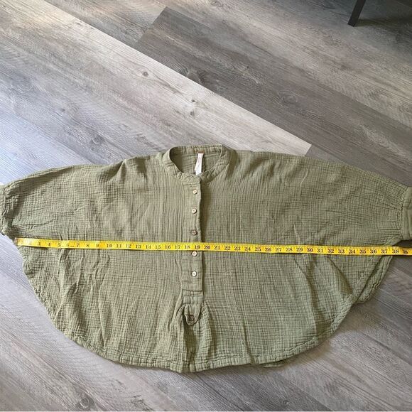Free People Top Dolman Drape Poncho Flowy Cotton Olive Oversized - Picture 11 of 12